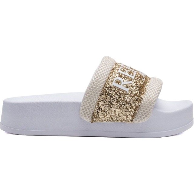 Replay Γυναικείες Σαγιονάρες Λευκές-Χρυσο