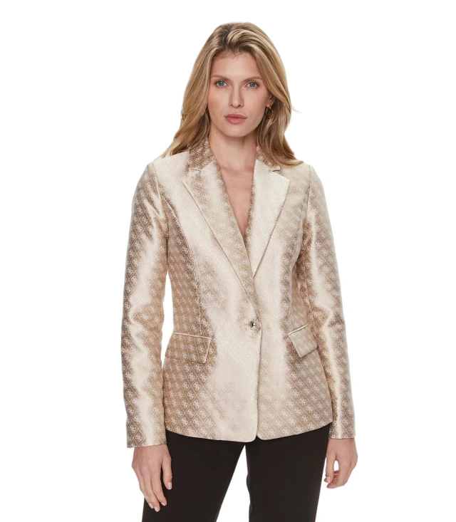 Guess DILETTA LOGO BLAZER Γυναικείο Σακάκι Χρυσό