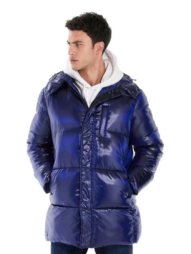 Guess Mid Length Puffa Jac Ανδρικό Μπουφάν Μπλε