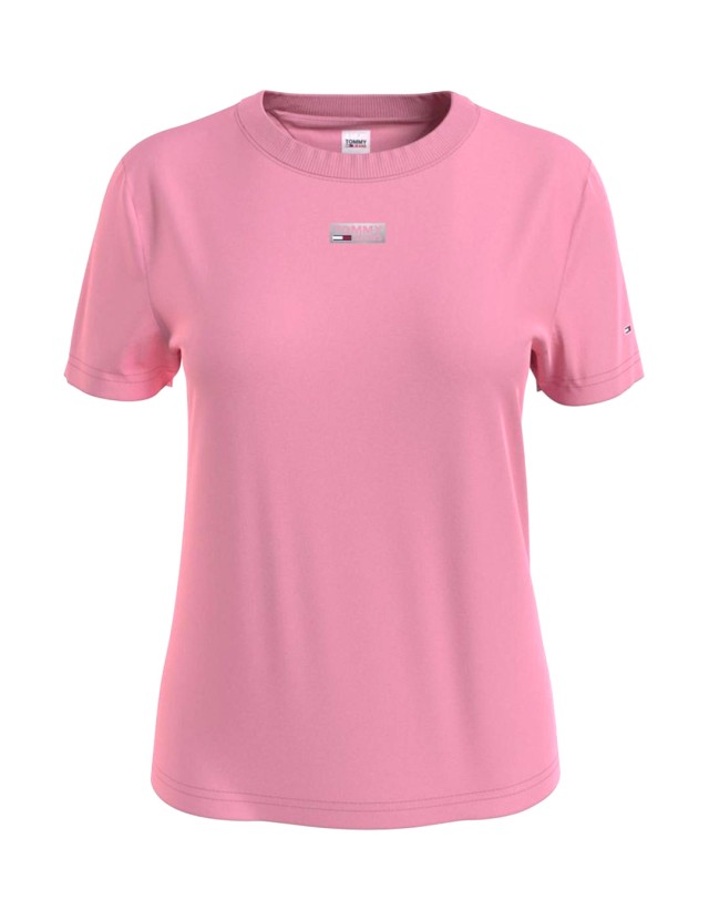 Tommy Hilfiger Tjw Reg Tiny Metal Corp Logo Ss Γυναικεια Μπλουζα Ροζ