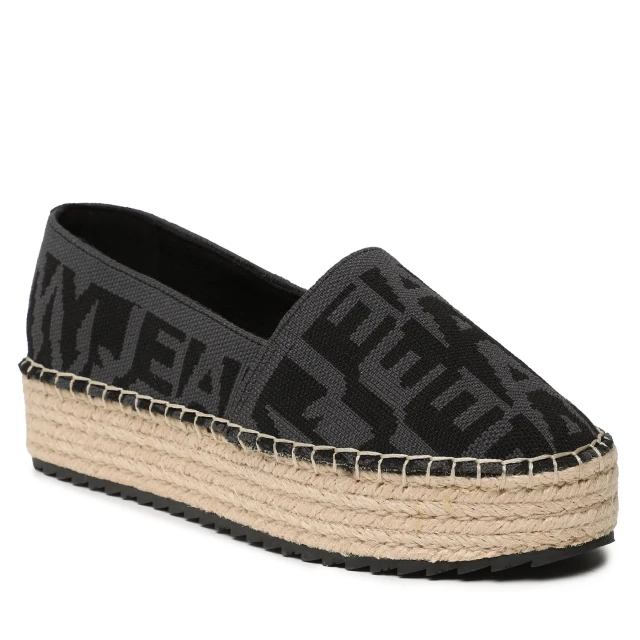 Tommy Hilfiger Tommy Jeans Logomania Espadrille Γυναικείες Εσπαντρίγιες Μαύρες