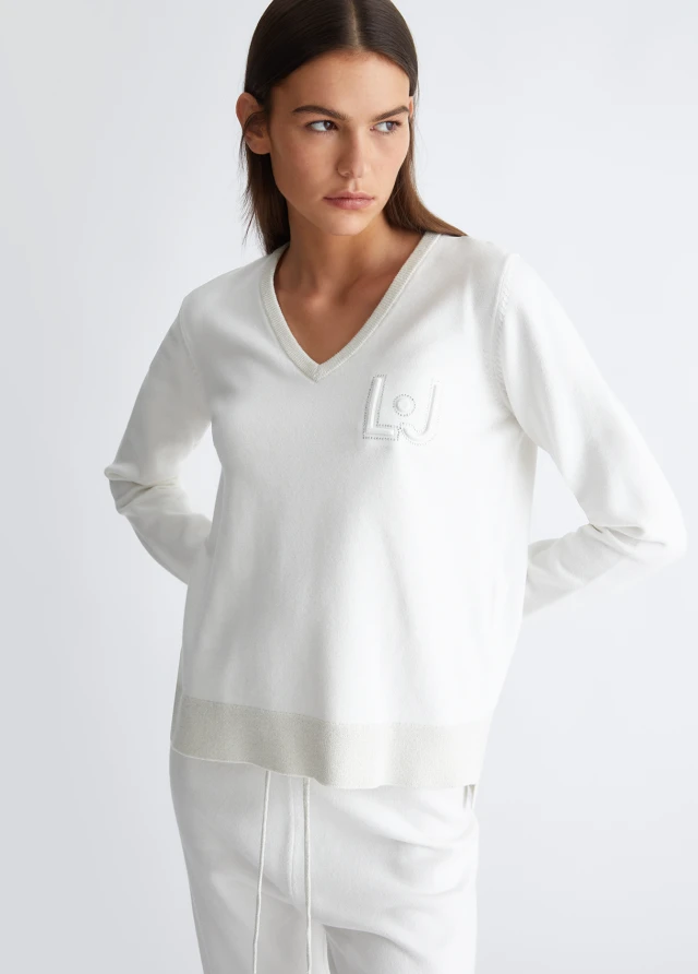 Liu Jo Sport Tf3m05 Maglia Chiusa M/L Γυναικεία Πλεκτο Εκρού