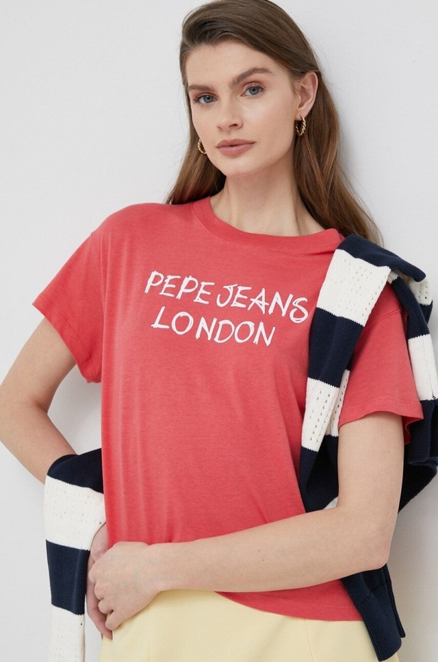 Pepe Jeans Netty Γυναικεία Μπλούζα Κόκκινη
