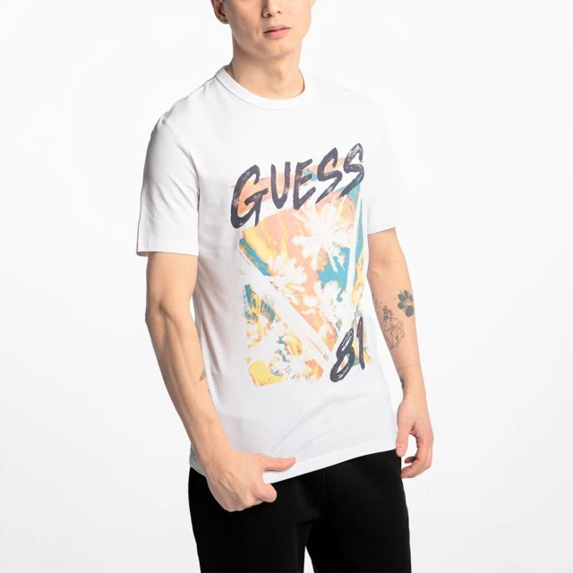 Guess Impress Cn Ss Tee Ανδρικη Μπλουζα Λευκη
