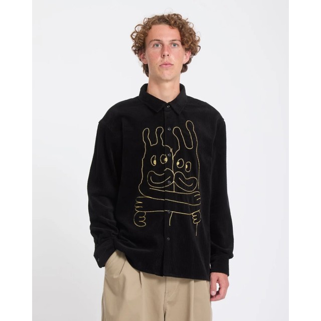 Volcom Fa Ozzy Cord Ls Ανδρικό Πουκάμισο Κοτλέ Μαύρο