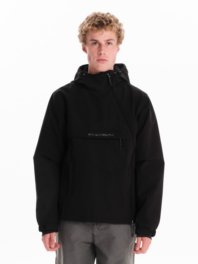 Emerson Mens Pullover Hooded Jacket Ανδρικό Μπουφάν Μαύρο Γκρι