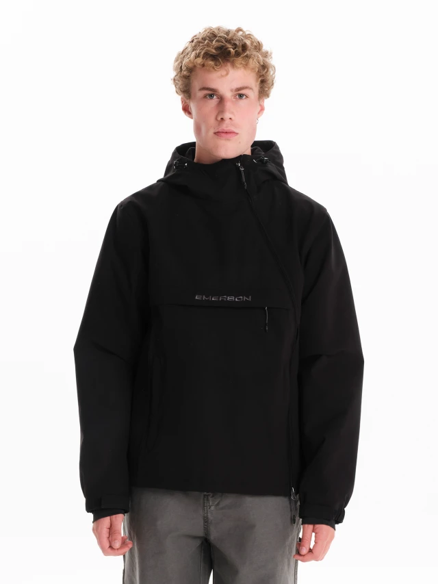 Emerson Mens Pullover Hooded Jacket Ανδρικό Μπουφάν Μαύρο Γκρι