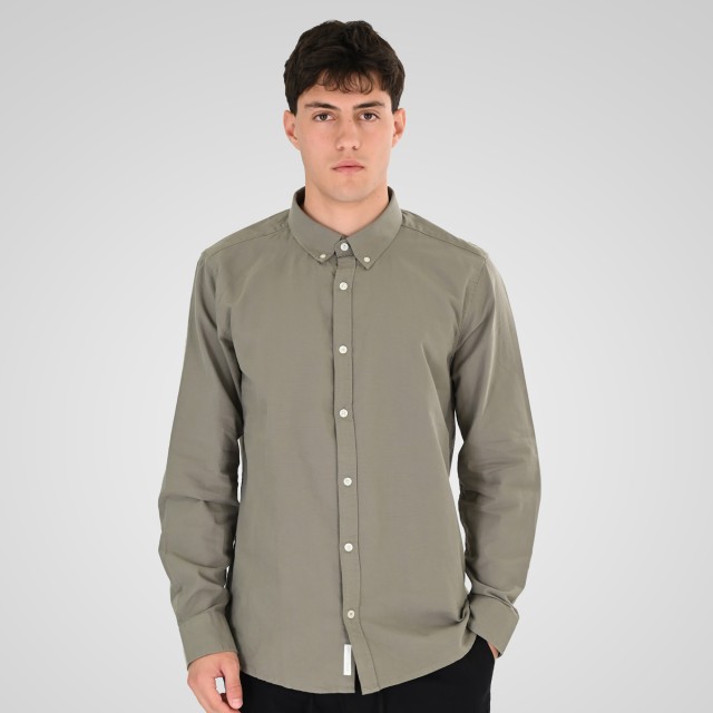 Rebase Ανδρικο Πουκαμισο Oxford Χακι
