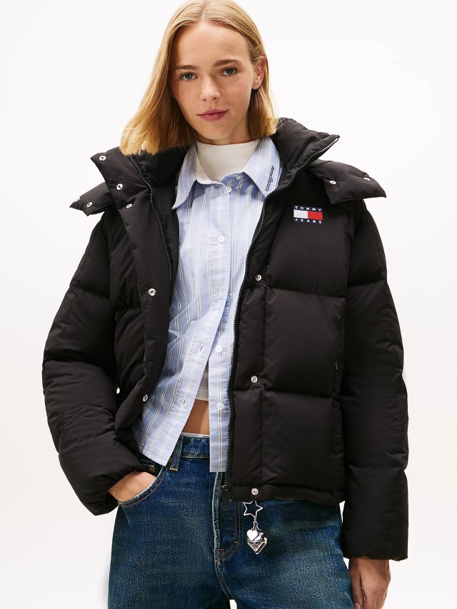 Tommy Hilfiger Tjw Alaska Grid Down Jacket Ext Γυναικείο Πουπουλένιο Μπουφάν Μαύρο