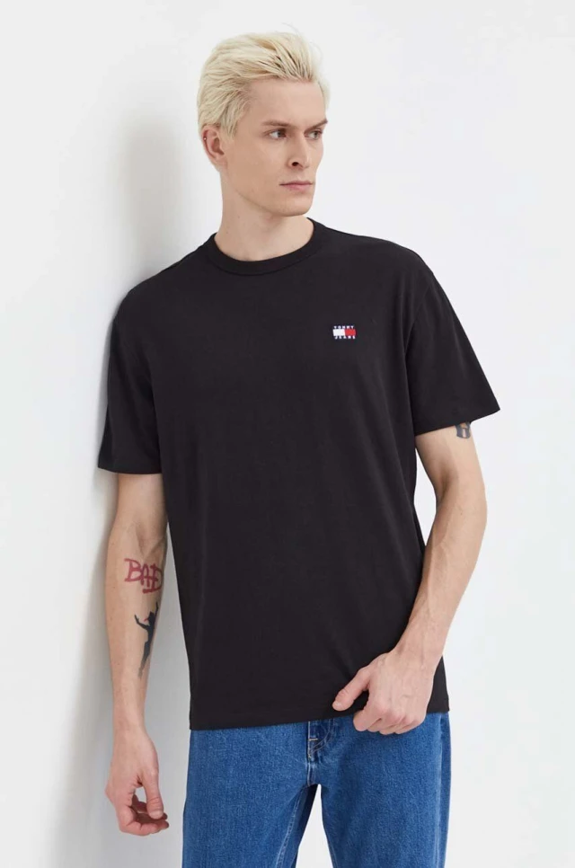 Tommy Hilfiger Tjm Reg Badge Tee Ext Ανδρική Μπλούζα Μαύρη