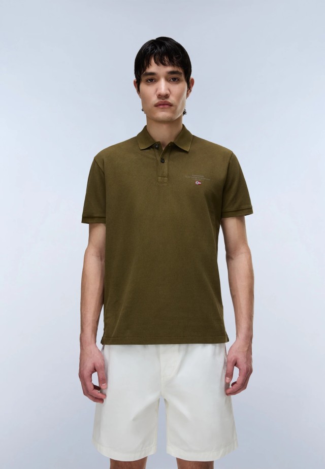Napapijri Elbas Ss 4 Dark Olive G3a Ανδρική Μπλούζα Polo Λαδί