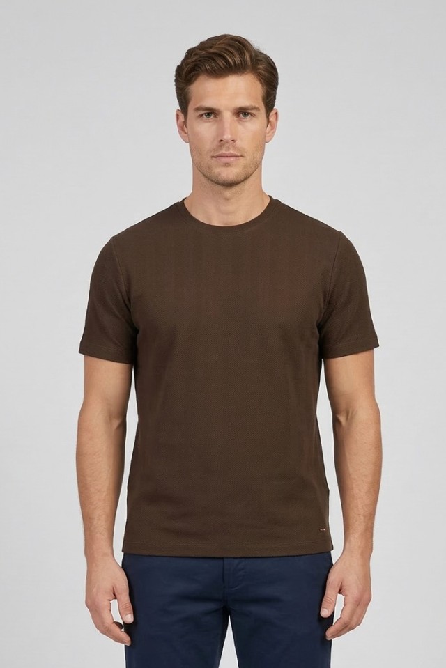 MarkUp G/C M/M Tessuto Texturizzato Ανδρική Μπλούζα Καφε