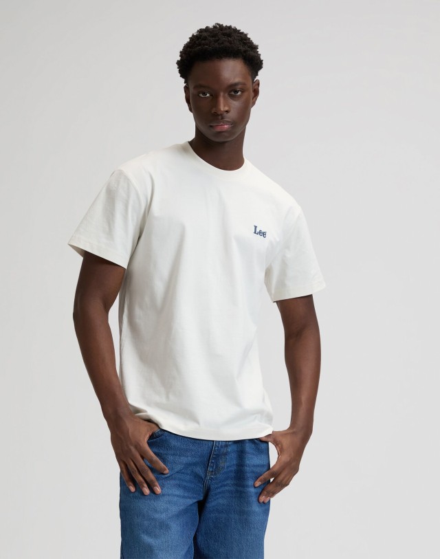 Lee Ss Small Logo Tee Natural Ανδρική Mπλούζα Εκρου