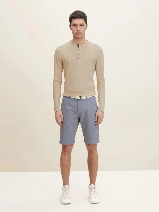 Tom Tailor 204 Yarn Dyed Chino Ανδρικο Βερμουδα Chino Γκρι