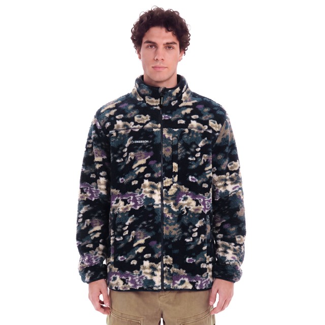 Emerson Mens Full Zip Sherpa Ανδρική Ζακέτα Fleece Μαύρη