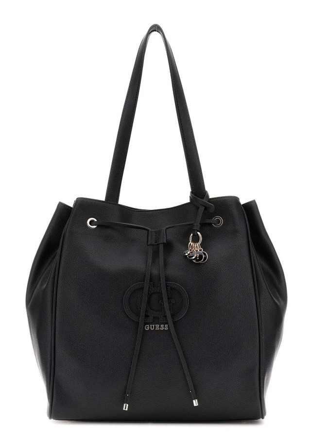 Guess Calebra Drawstring Tote Γυναικεία Τσάντα Μαύρη