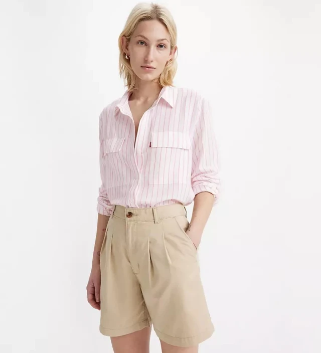 Levis Doreen Utility Shirt Pinks Γυναικείο Πουκάμισο Ροζ Ριγε