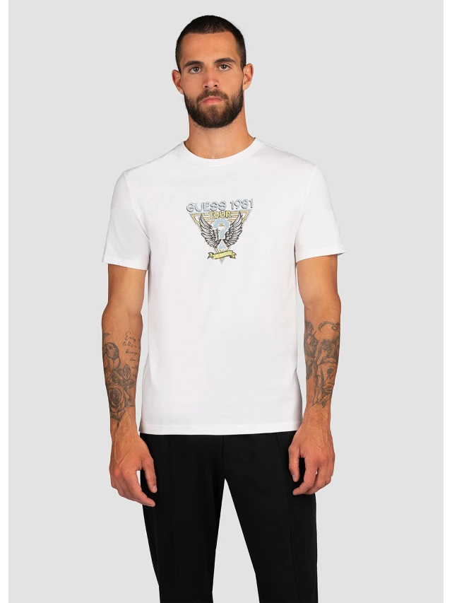 Guess Ss Cn Guess Wings Lo Ανδρική Μπλούζα Λευκή