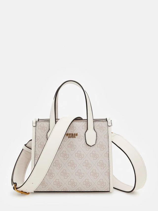Guess Silvana 2 Cmprtmnt Mini Tote Γυναικεία Τσάντα Μπεζ