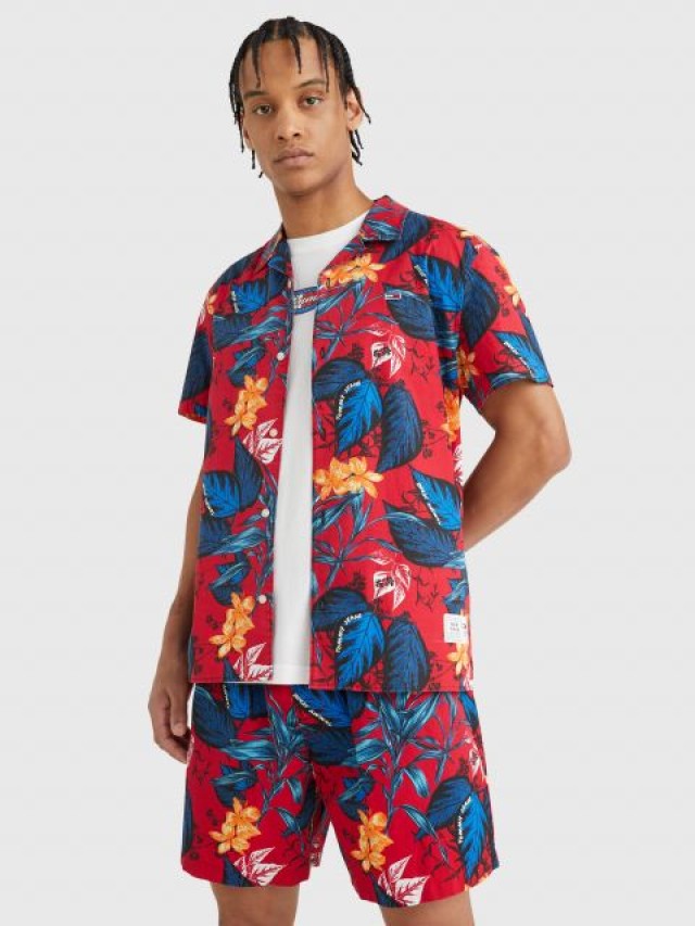 Tommy Hilfiger Tjm Hawaiian Camp Shirt Ανδρικο Πουκαμισο Printed