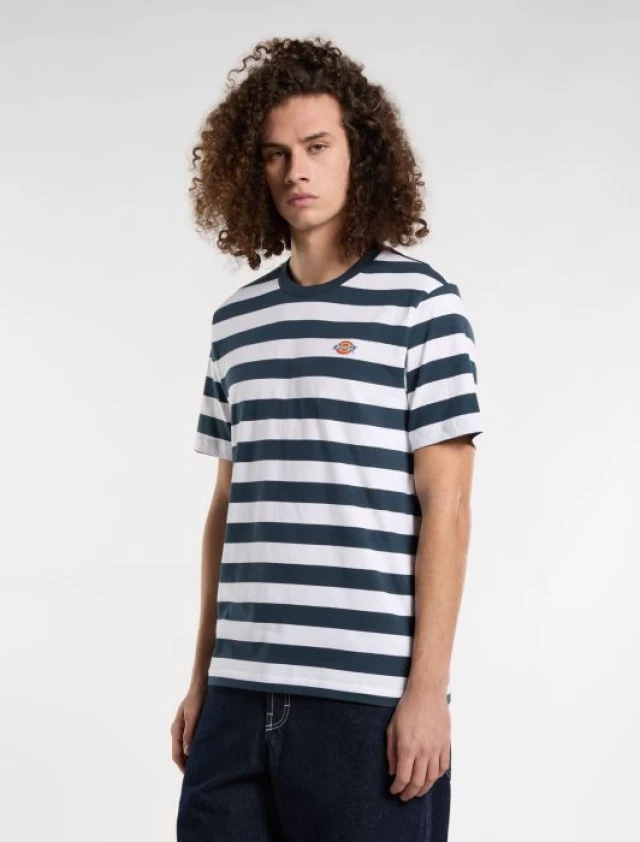 Dickies Rivergrove Air Force Blue Ανδρική Μπλούζα Ριγέ Μπλε Λευκό