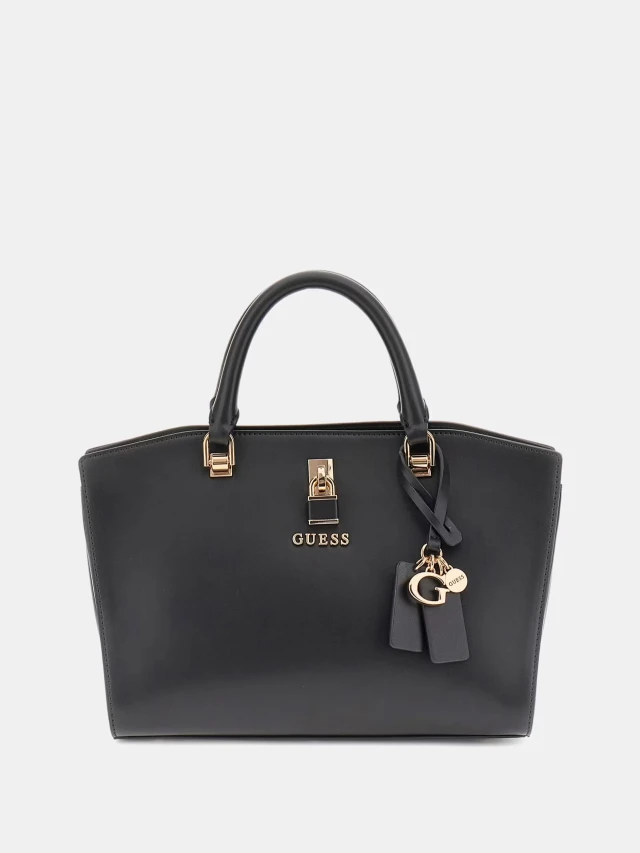 Guess Queensland Luxury Satchel Γυναικεία Τσάντα Μαύρη