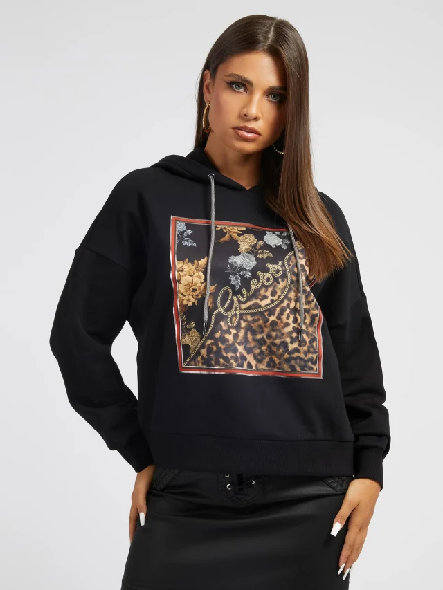 Guess Ls Guess Zenovia Sweatshirt Γυναικειο Φουτερ Μαυρο