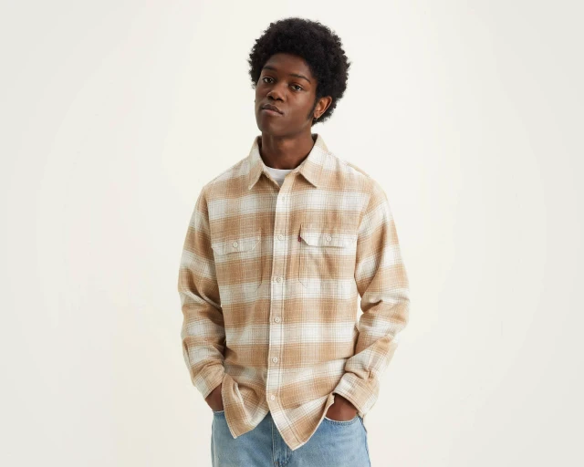Levis Jackson Worker Tyrone Iced Cof Ανδρικο Πουκαμισο Μπεζ Καρω