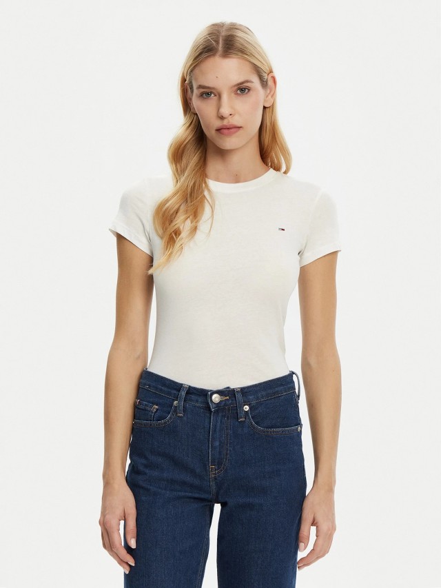 Tommy Hilfiger Tjw C-Neck Tee Γυναικεία Μπλούζα Λευκη