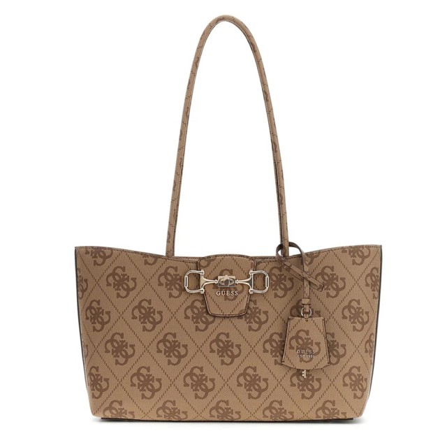 Guess Janie Logo Girlfriend Carryall Γυναικεία Τσάντα Μπεζ