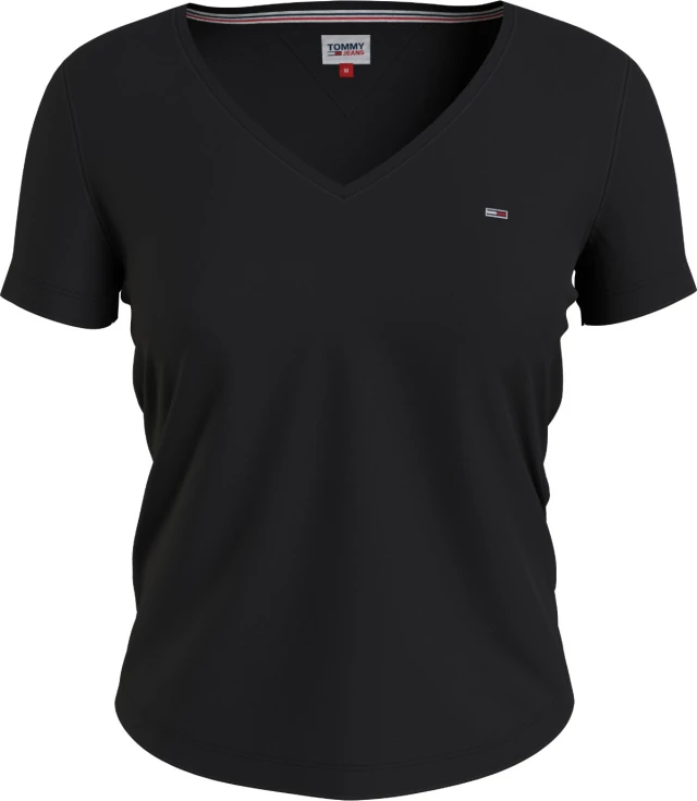 Tommy Hilfiger Tjw Slim Soft V Neck Tee Γυναικεια Μπλουζα Μαυρη