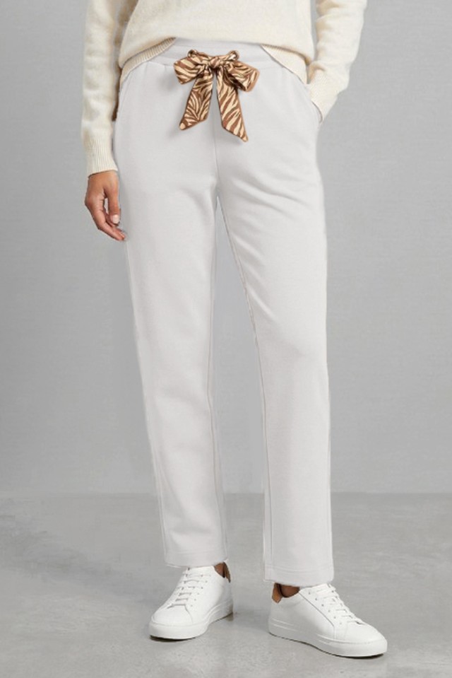 MarkUp Pantalone In Felpa Con Coulisse In Raso Stampato Γυναικείο Παντελόνι Φόρμας Λευκό