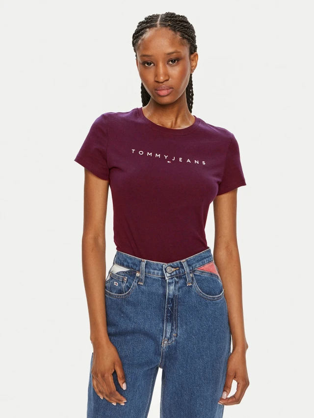 Tommy Hilfiger Tjw Slim Linear Tee Ext Γυναικεία Μπλούζα Μωβ