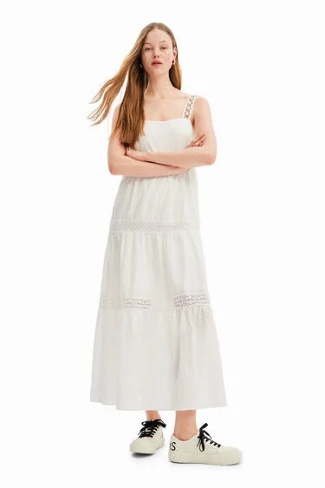 Desigual D3 Vest_Karen Γυναικειο Φορεμα λευκο