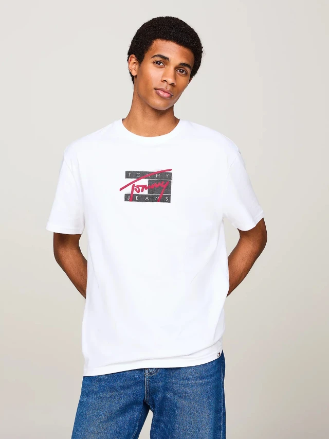 Tommy Hilfiger Tjm Reg Street Sig Flag Tee Ext Ανδρική Μπλούζα Λευκή