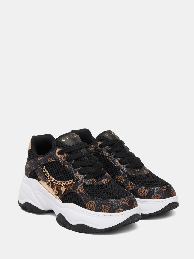 Guess Harpaa Γυναικεία Sneakers Καφέ Μαύρα