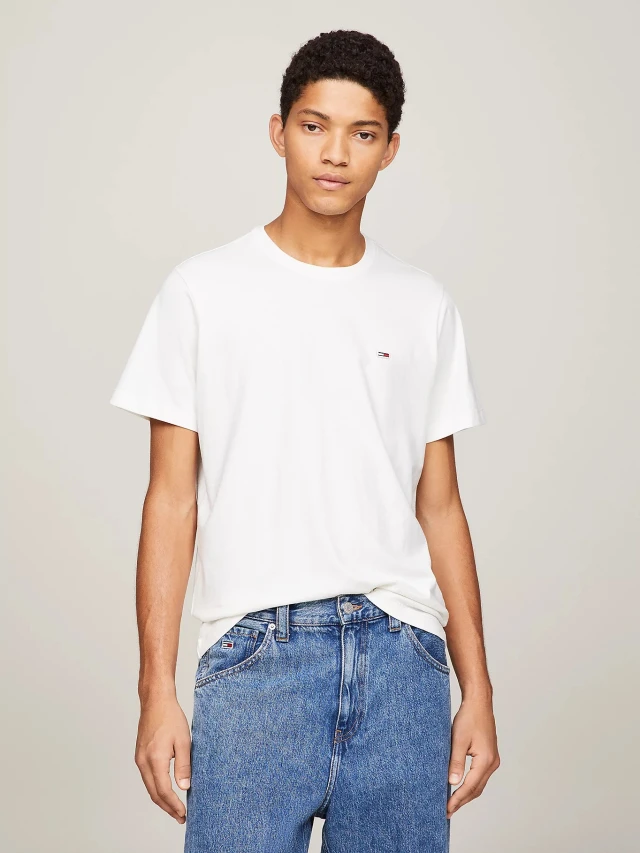 Tommy Hilfiger Tjm Classic Jersey C Neck Ανδρική Μπλούζα Λευκή