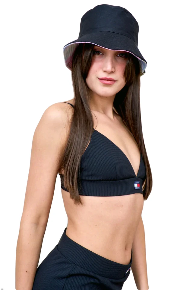 Tommy Hilfiger Tjw Rib Xs Badge Bralette Γυναικεία Μπουστο Μαύρο