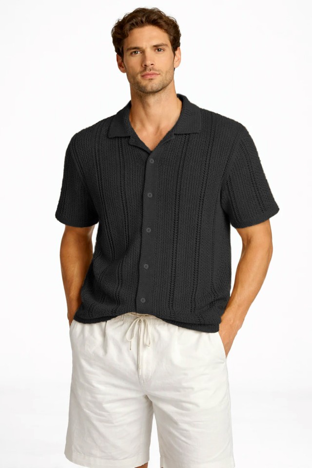 MarkUp  Camicia M/M Crochet Ανδρικό Πουκάμισο Μαυρο