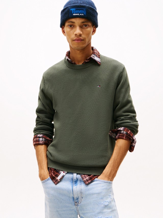 Tommy Hilfiger Tjm Slim Ess Sweater Ext Ανδρικό Πλεκτό Πράσινο