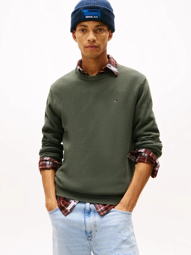 Tommy Hilfiger Tjm Slim Ess Sweater Ext Ανδρικό Πλεκτό Πράσινο