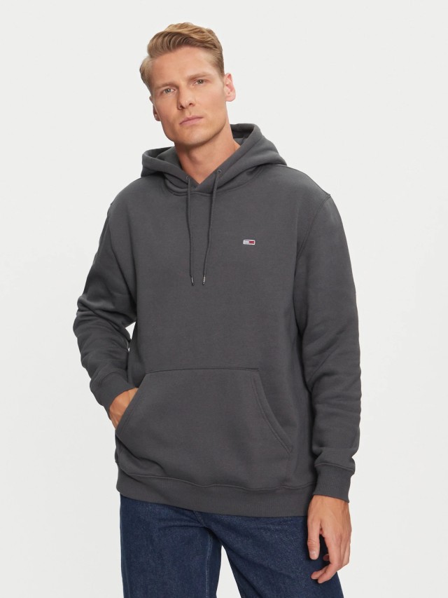 Tommy Hilfiger Tjm Reg S Flag Hoodie Ανδρικό Φούτερ Γκρι