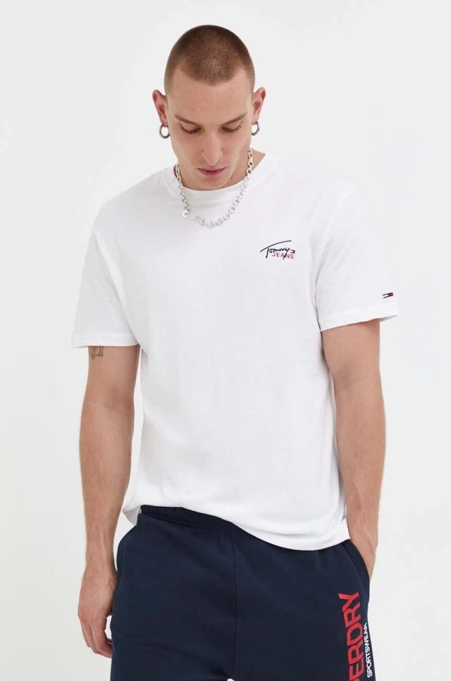 Tommy Hilfiger TJM CLSC SMALL FLAG TEE Ανδρικη Μπλουζα Λευκή