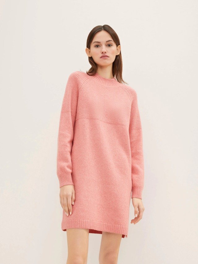 Tom Tailor Knit Neck Γυναικειο Φορεμα Ροζ