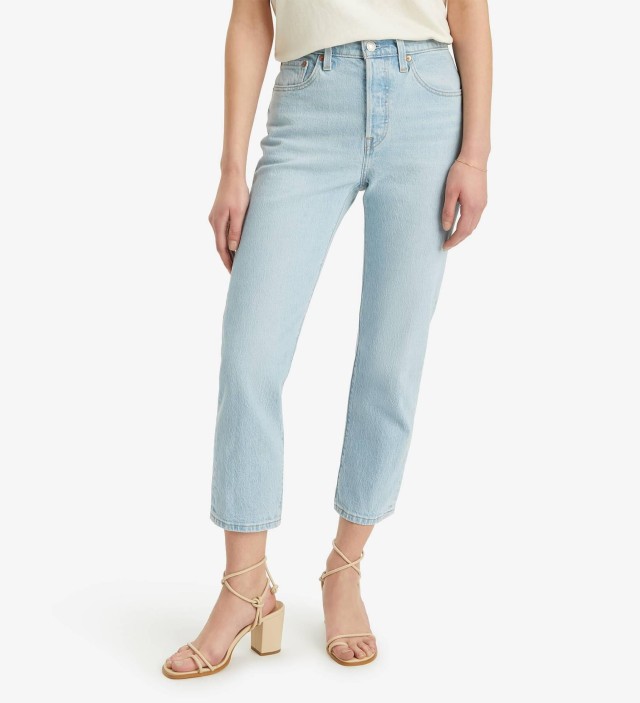 Levis 501 Crop Light Indigo - Worn In  Γυναικειο Παντελονι Τζιν Χλωριο