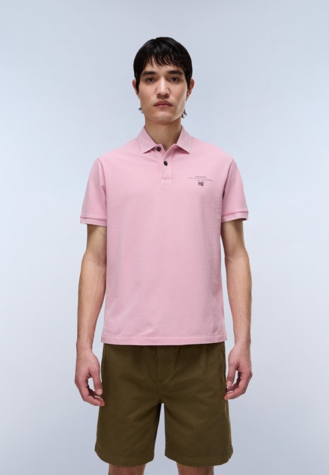 Napapijri Elbas Ss 4 Zephyr P1t Ανδρική Μπλούζα Polo Ροζ