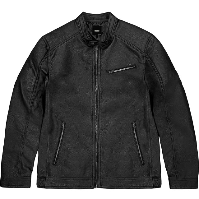 Rebase Mens PU Jacket Ανδρικο Μπουφαν Ecoleather Μαυρο
