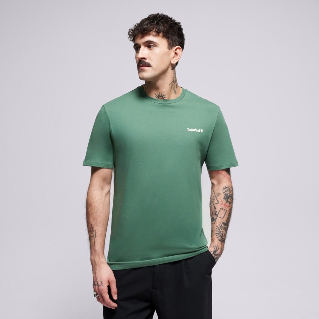 Timberland Small Linear Logo Print Tee Myrtle Ανδρική Μπλούζα Πράσινη