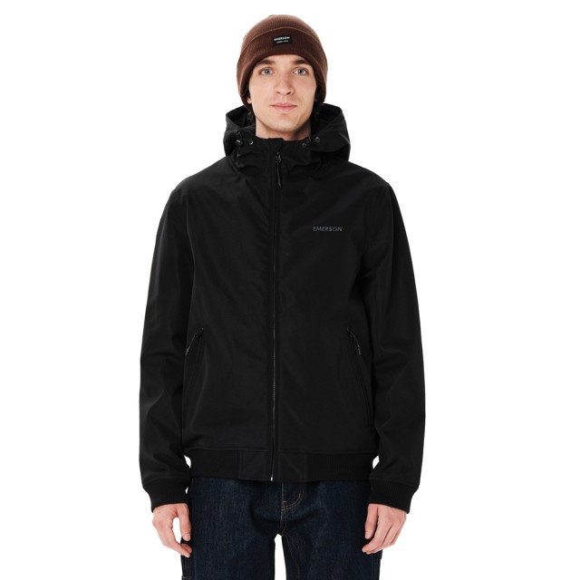 Emerson Mens Hooded Bomber Jacket Ανδρικό Μπουφάν Μαύρο