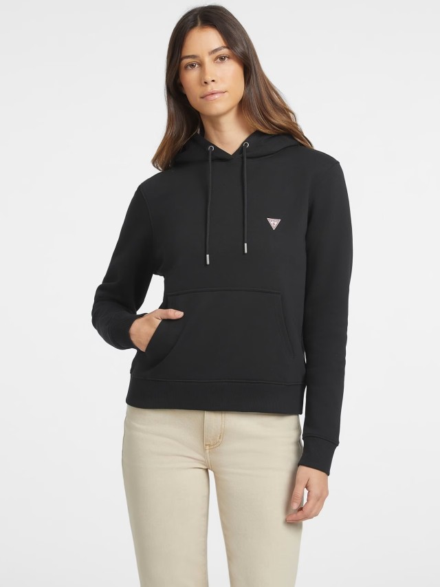 Guess Gj Hood Reg Mini Triang Sweat Γυναικείο Φούτερ Μαύρο